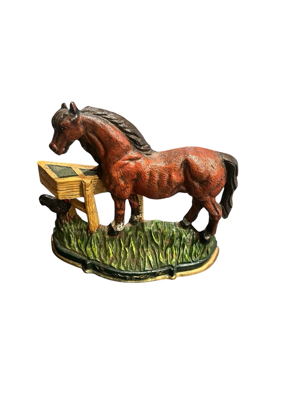 Cast Iron Horse Door Stop Chicken Fence Country  Equestrian Riding